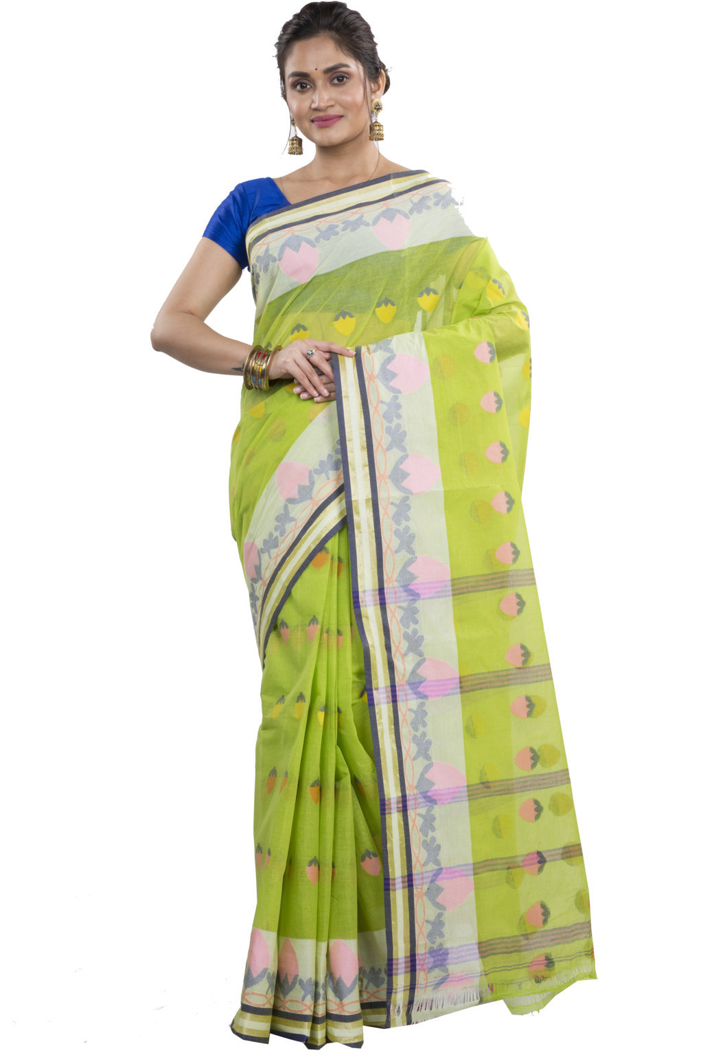 Green Pure Cotton PaddaPar Tant Saree (774)